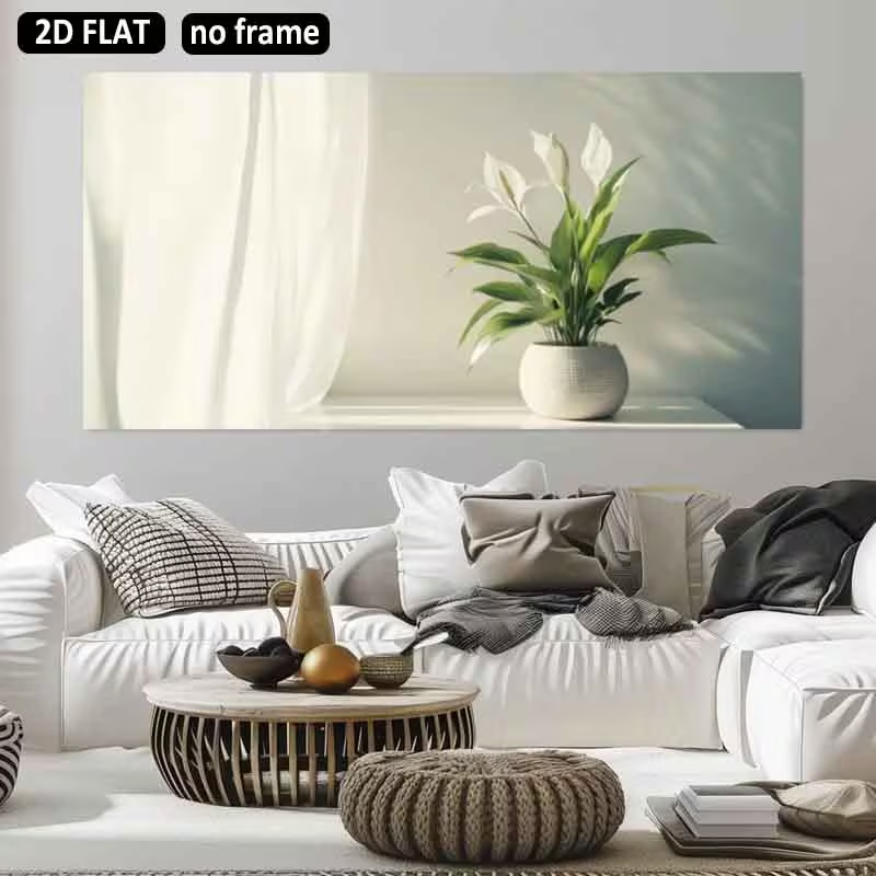 Peace Lily White - لوحة قماشية كبيرة بدون إطار، طباعة