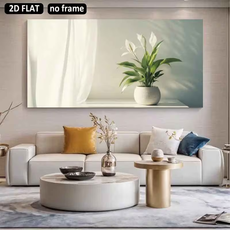 لوحة قماشية كبيرة بدون إطار، ط - مراجعة Peace Lily White وسعره
